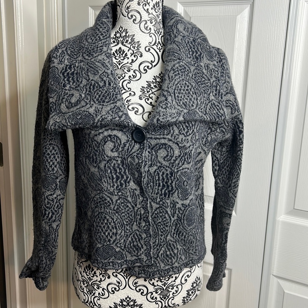 Marv Italy Blue‎ Black Long Sleeve Sweater Wool Blend M